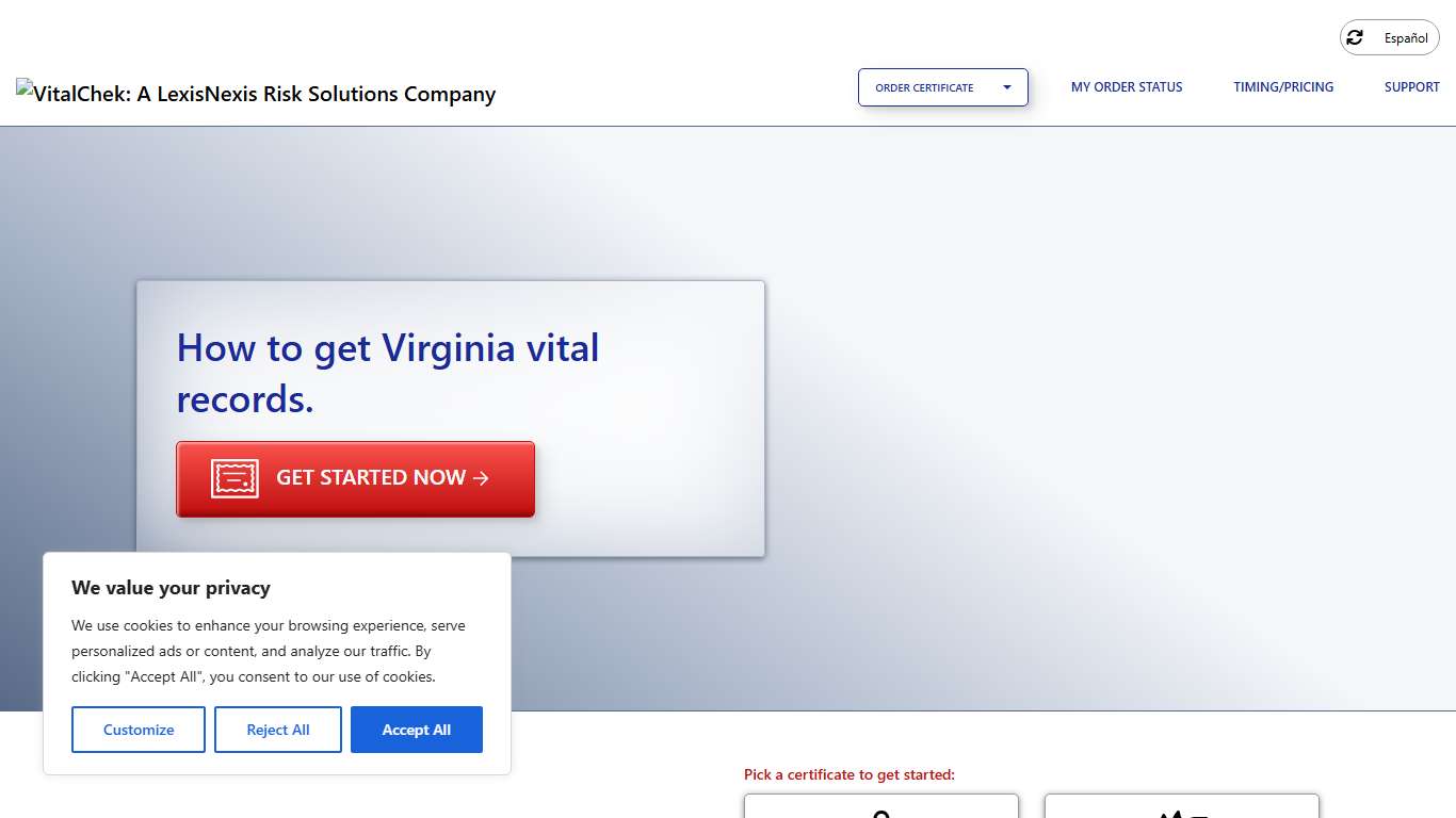 Virginia (VA) Vital Records State Certificates - VitalChek