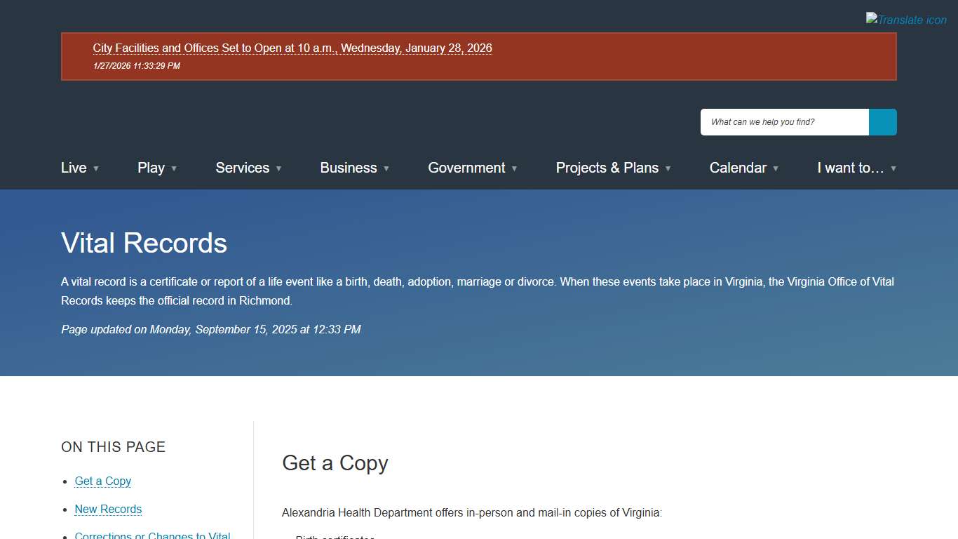 [Current] Vital Records City of Alexandria, VA